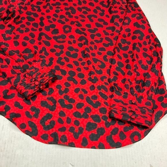 Ann Taylor Blouse Animal Print Long Sleeve Flowy Lightweight Top PS Petites - Picture 2 of 12